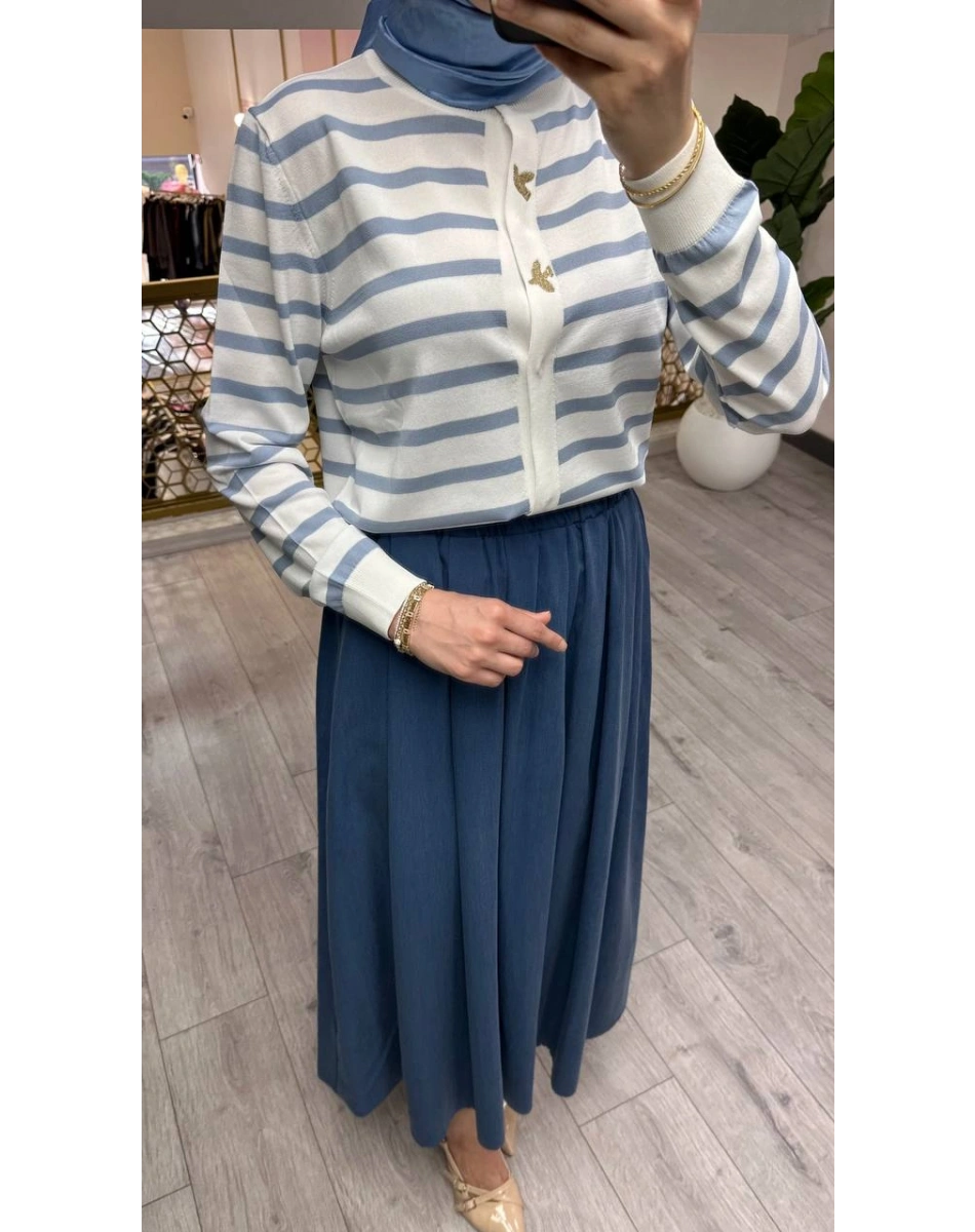 Ghisa 3620H3313 Ekru Mavi Hırka