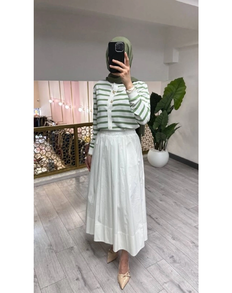 Ghisa 3620H3313 Ekru Yeşil Hırka
