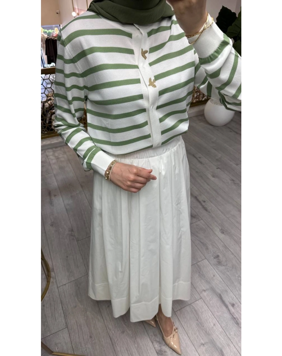 Ghisa 3620H3313 Ekru Yeşil Hırka