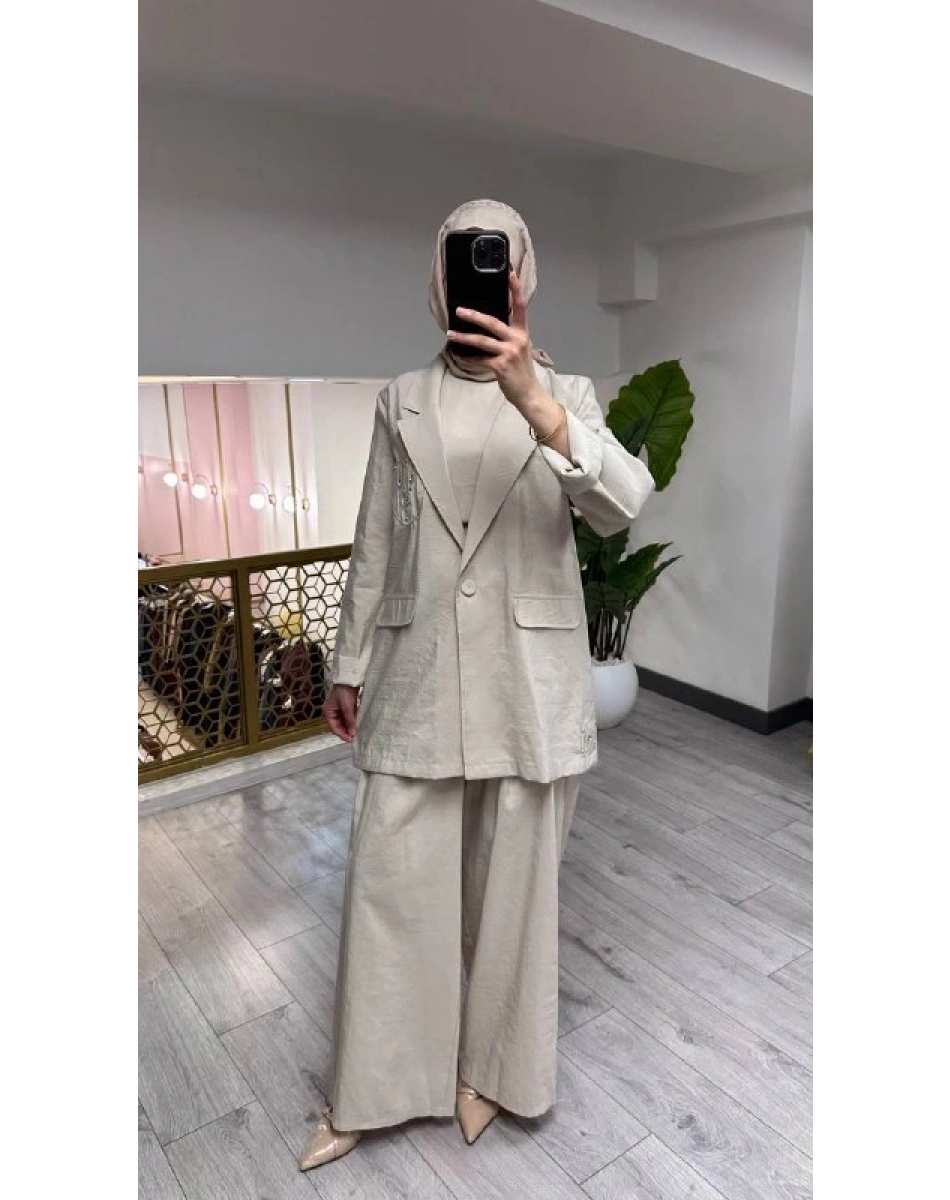 Ceremony 26Y835 Taş Cebi Taş İşlemeli İkili Takım