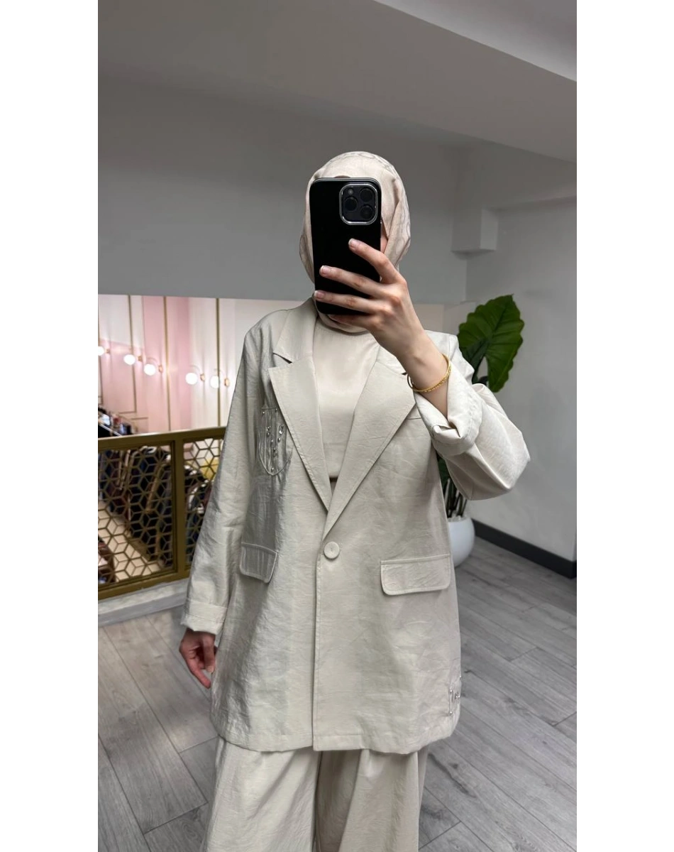 Ceremony 26Y835 Taş Cebi Taş İşlemeli İkili Takım