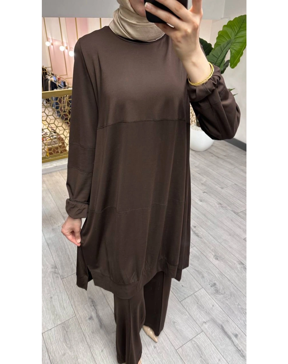 Misswhence 39030 Kahverengi Penye İkili Takım