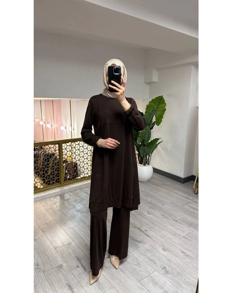 Misswhence 39030 Kahverengi Penye İkili Takım