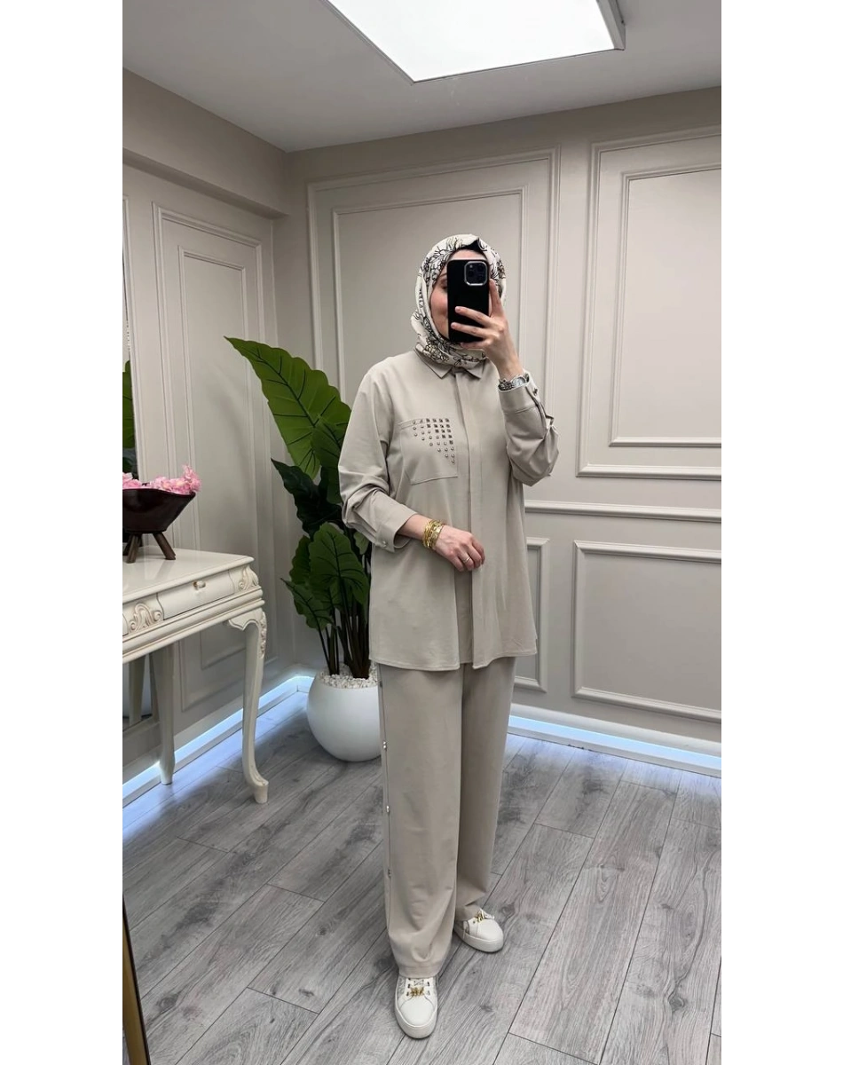 Wennora 1018 Taş Cep Detaylı İkili Takım