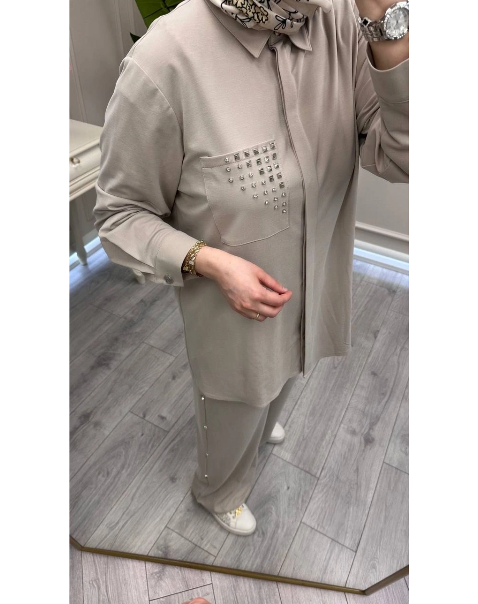 Wennora 1018 Taş Cep Detaylı İkili Takım