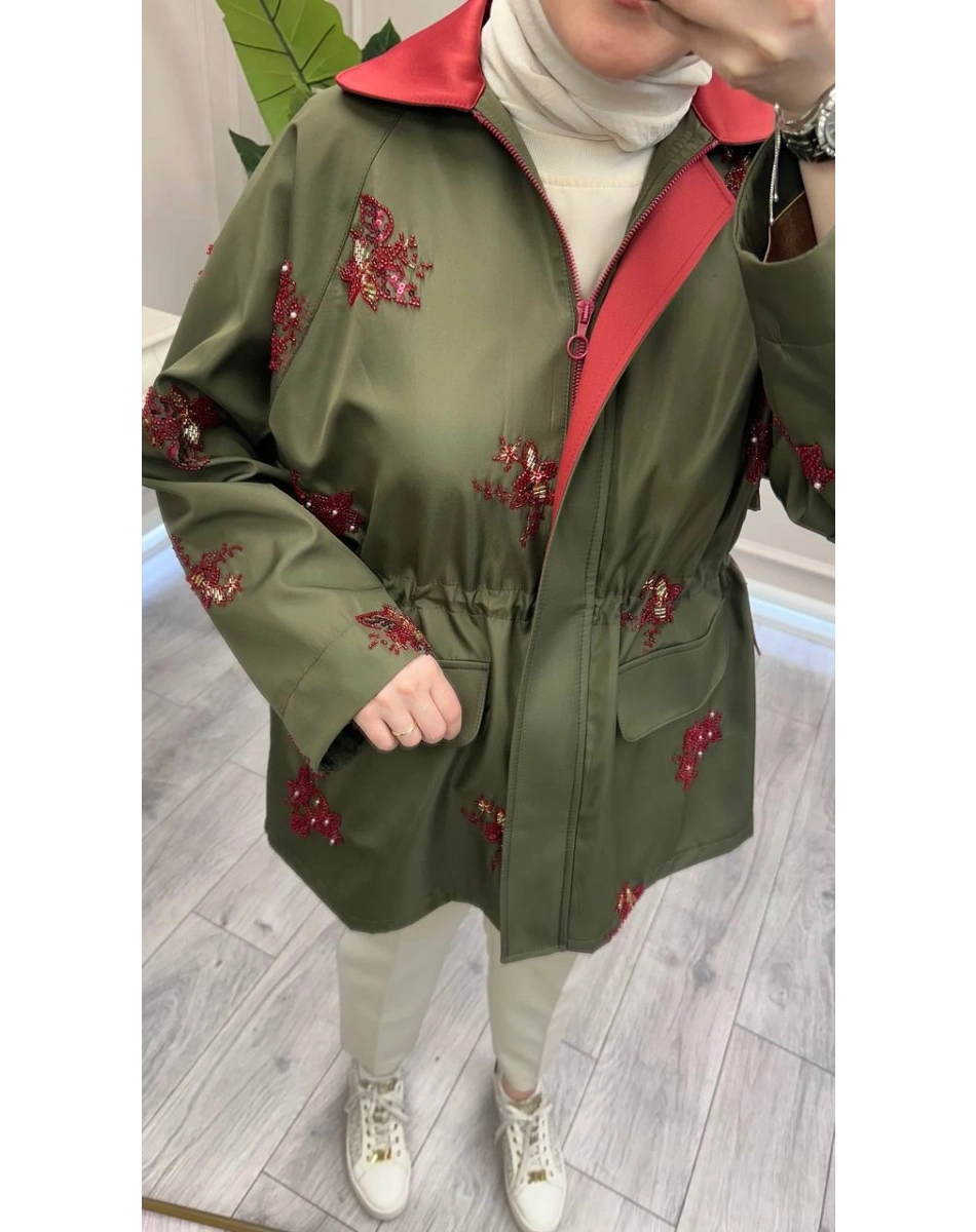 Ghisa 3610K2702 Yeşil Taş İşleme Detaylı Kap