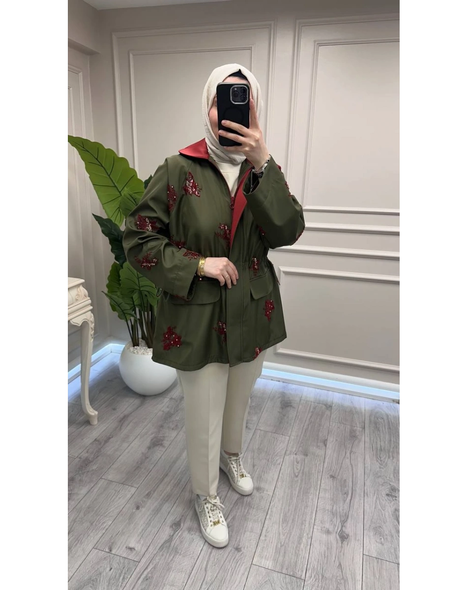 Ghisa 3610K2702 Yeşil Taş İşleme Detaylı Kap