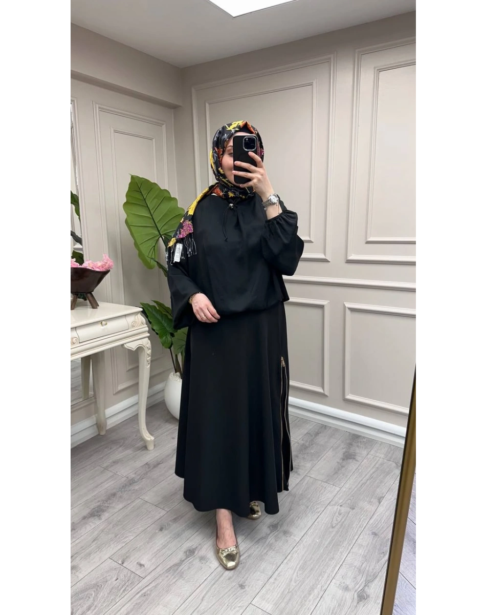 Yusuf Özdemir 26Y1647 Siyah Fermuar Detaylı Etek
