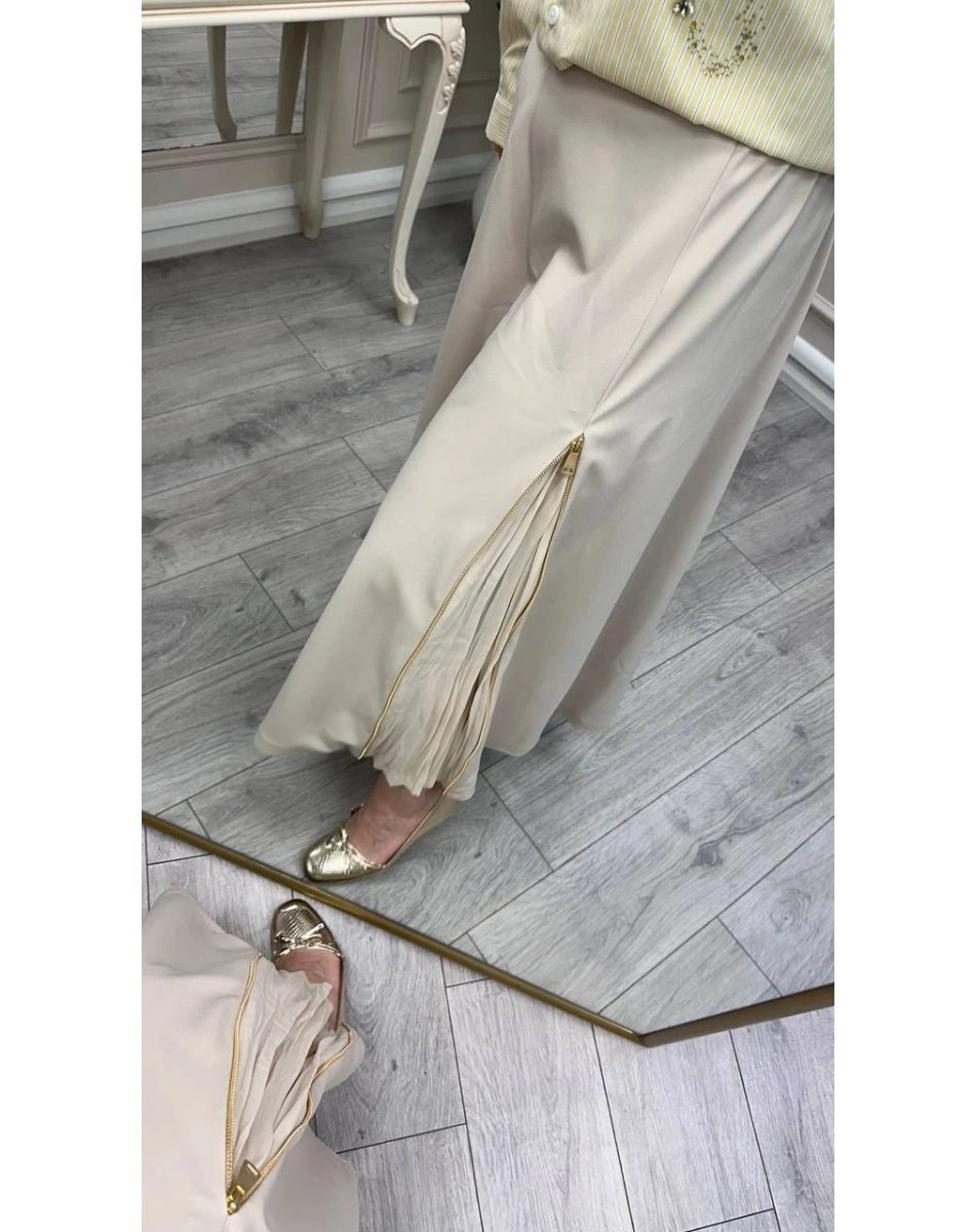 Yusuf Özdemir 26Y1647 Bej Fermuar Detaylı Etek