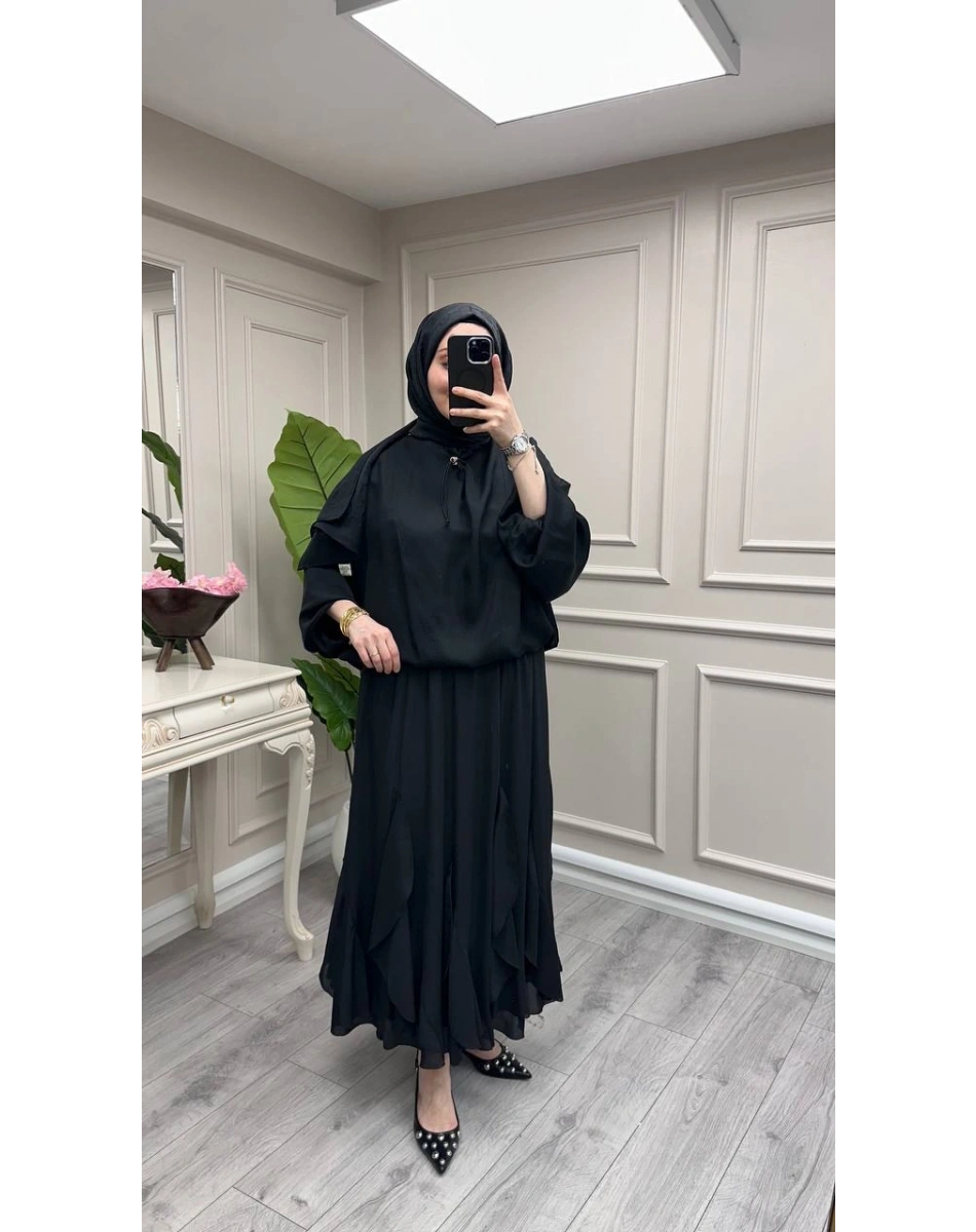 Yusuf Özdemir 26Y1631 Siyah Fırfırlı Etek