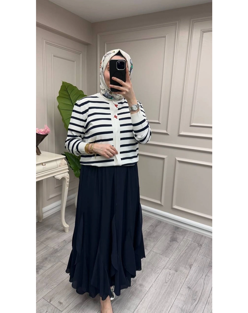 Yusuf Özdemir 26Y1631 Lacivert Fırfırlı Etek