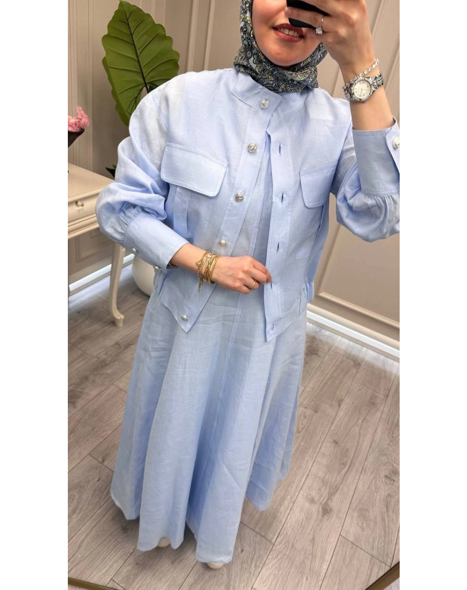 Venöve 26SSELB0025 Mavi Reggıe Elbise
