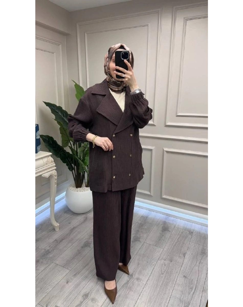 Nuss Triko 26Y1091 Kahve Ceketli Takım