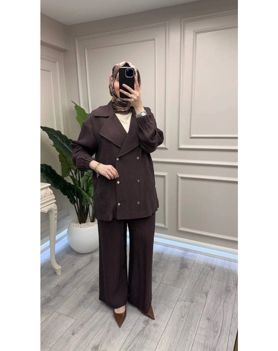 Nuss Triko 26Y1091 Kahve Ceketli Takım