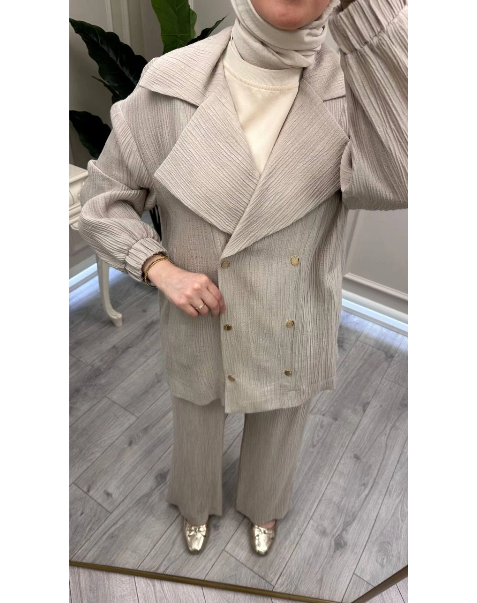 Nuss Triko 26Y1091 Taş Ceketli Takım