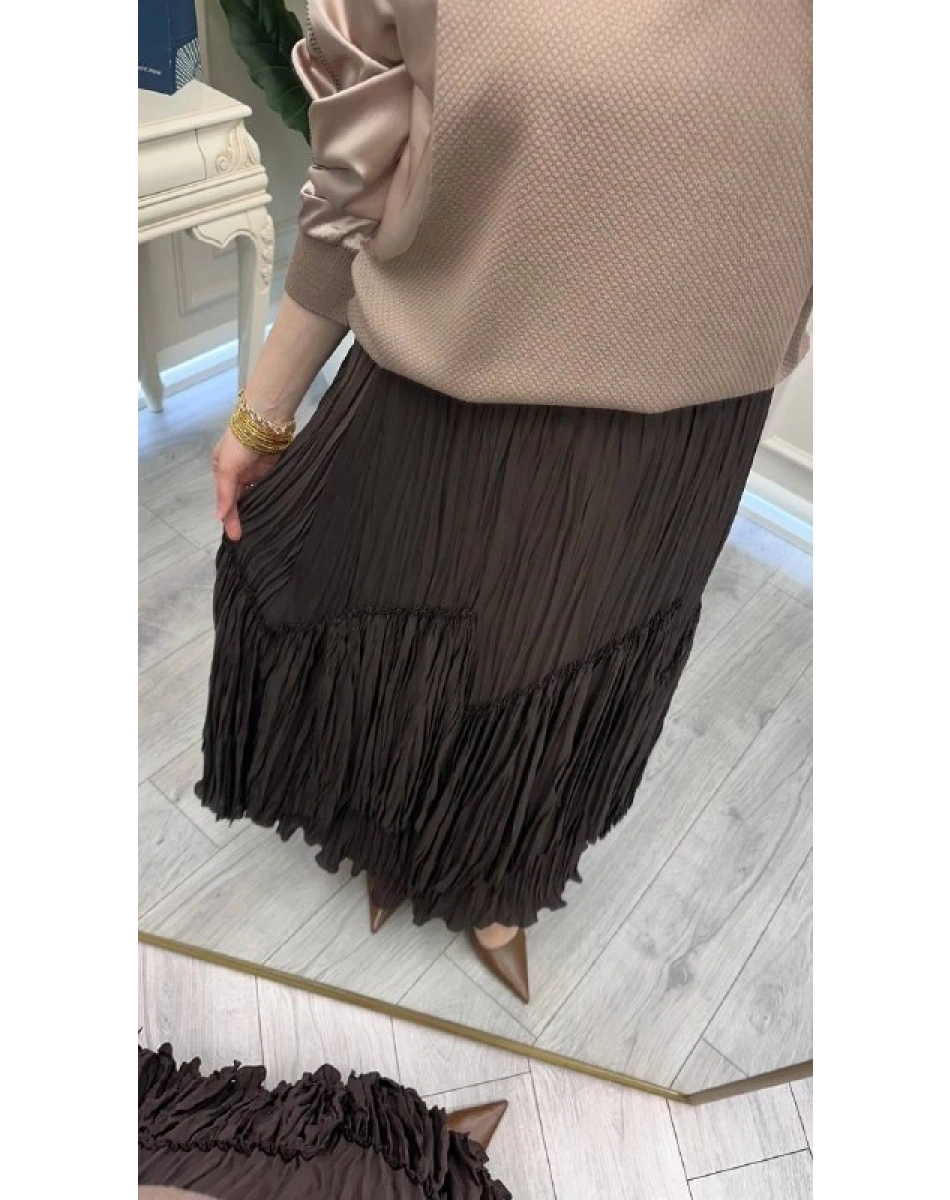 Yusuf Özdemir 26Y1634 Kahve Kat Kat Şifon Etek