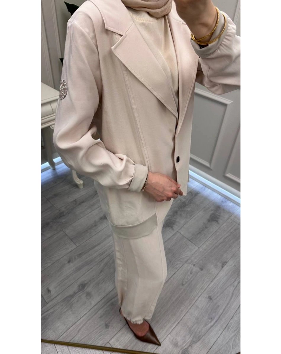 Ceremony 26Y938 Taş Kolu Arma Detaylı Ceketli Modal Takım