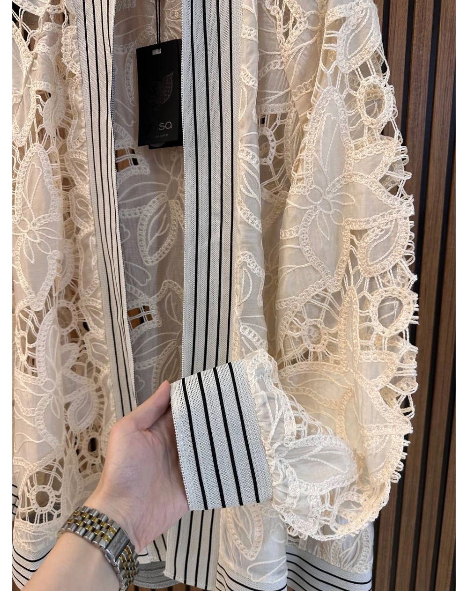 Ghisa 3610H3265 Ekru Brode Detaylı Hırka
