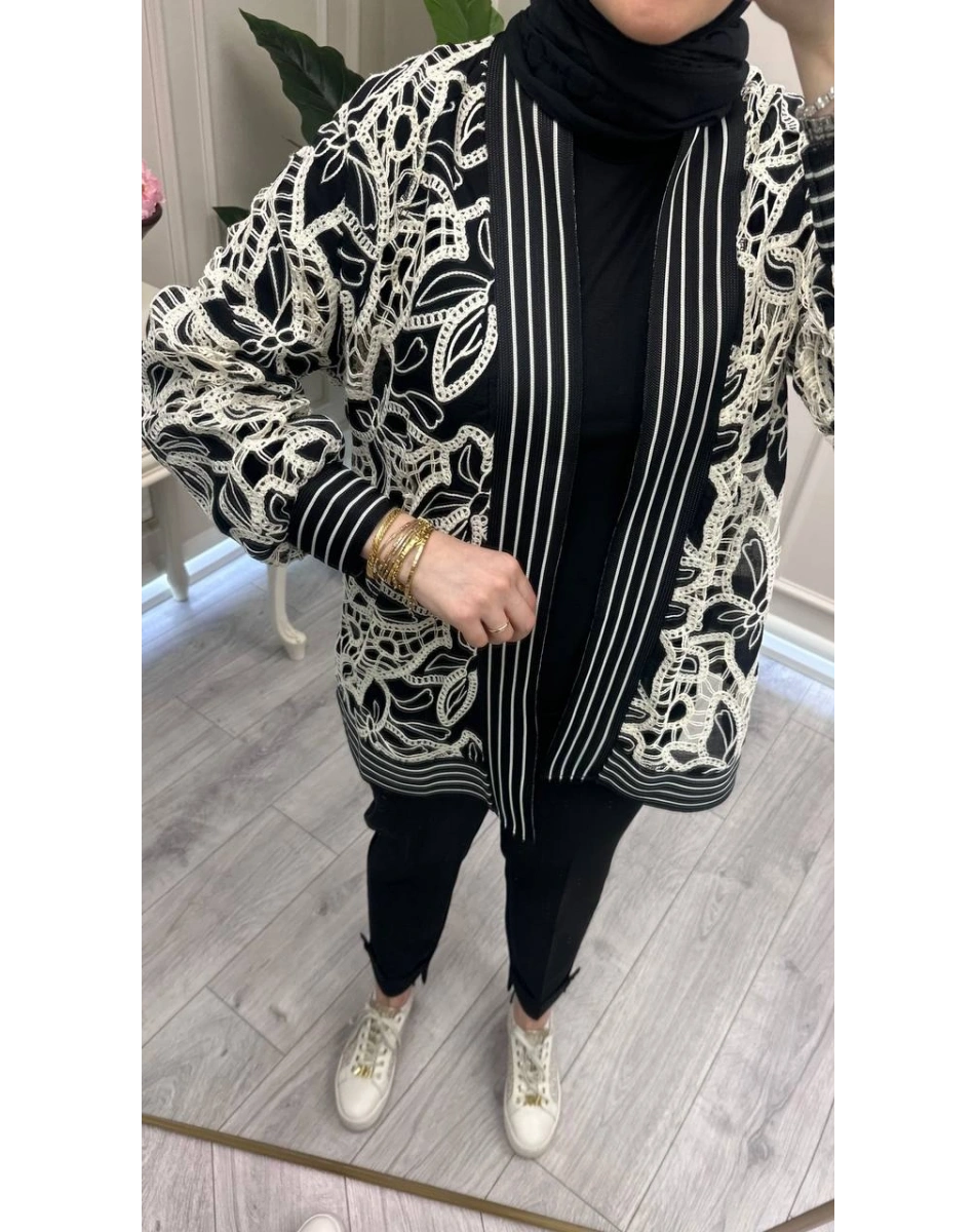 Ghisa 3610H3265 Siyah Brode Detaylı Hırka