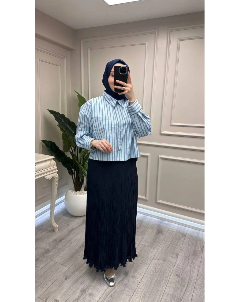 Yusuf Özdemir 26Y1504 Lacivert Şifon Bürümcük Etek