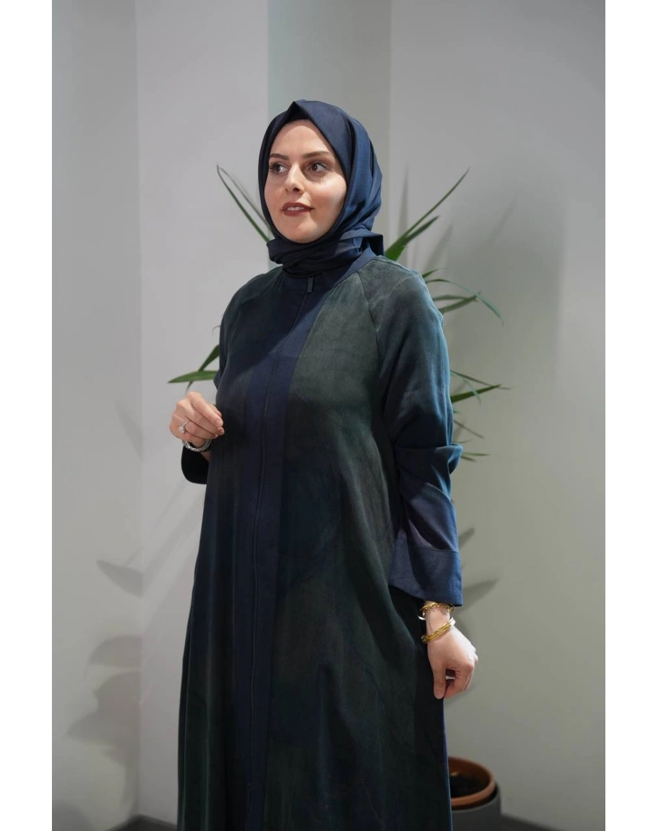 Miss Dalida 2268778 Lacivert Renkli Fermuarlı Uzun Kap