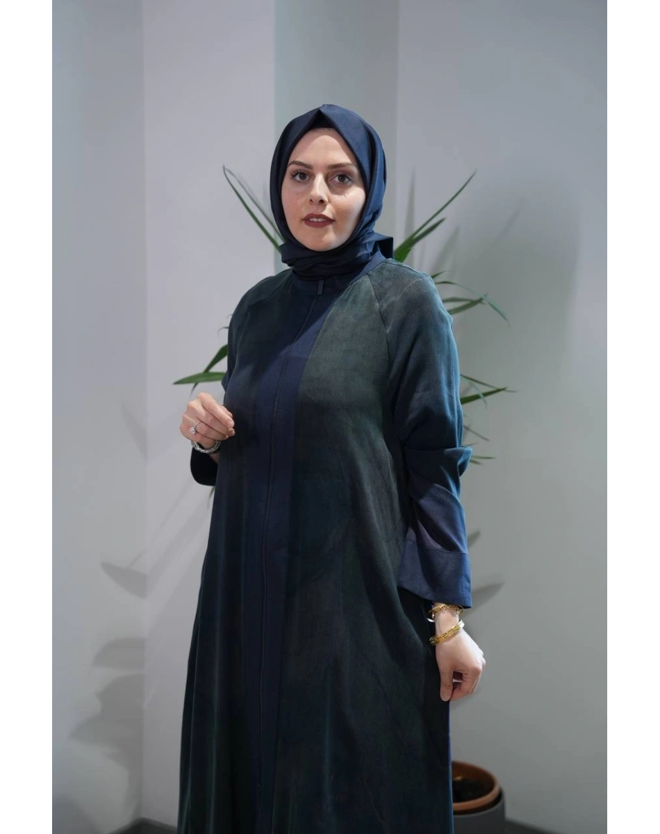 Miss Dalida 2268778 Lacivert Renkli Fermuarlı Uzun Kap