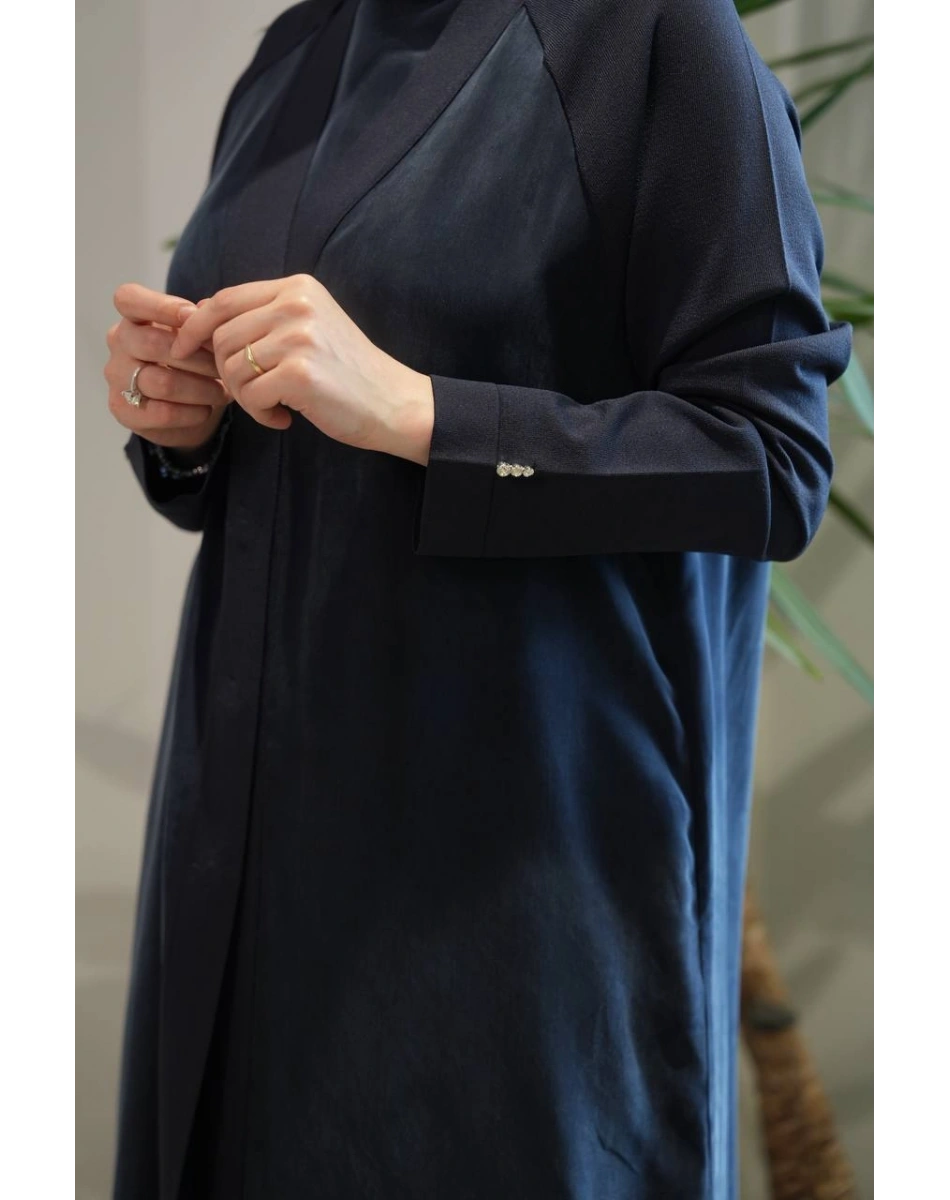 Miss Dalida T26Y-9000 Lacivert Triko Detaylı V Yaka Cupro Kap