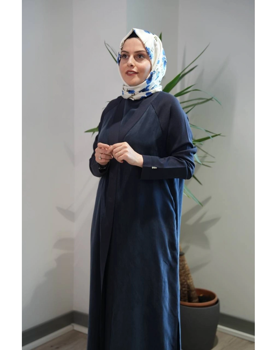 Miss Dalida T26Y-9000 Lacivert Triko Detaylı V Yaka Cupro Kap