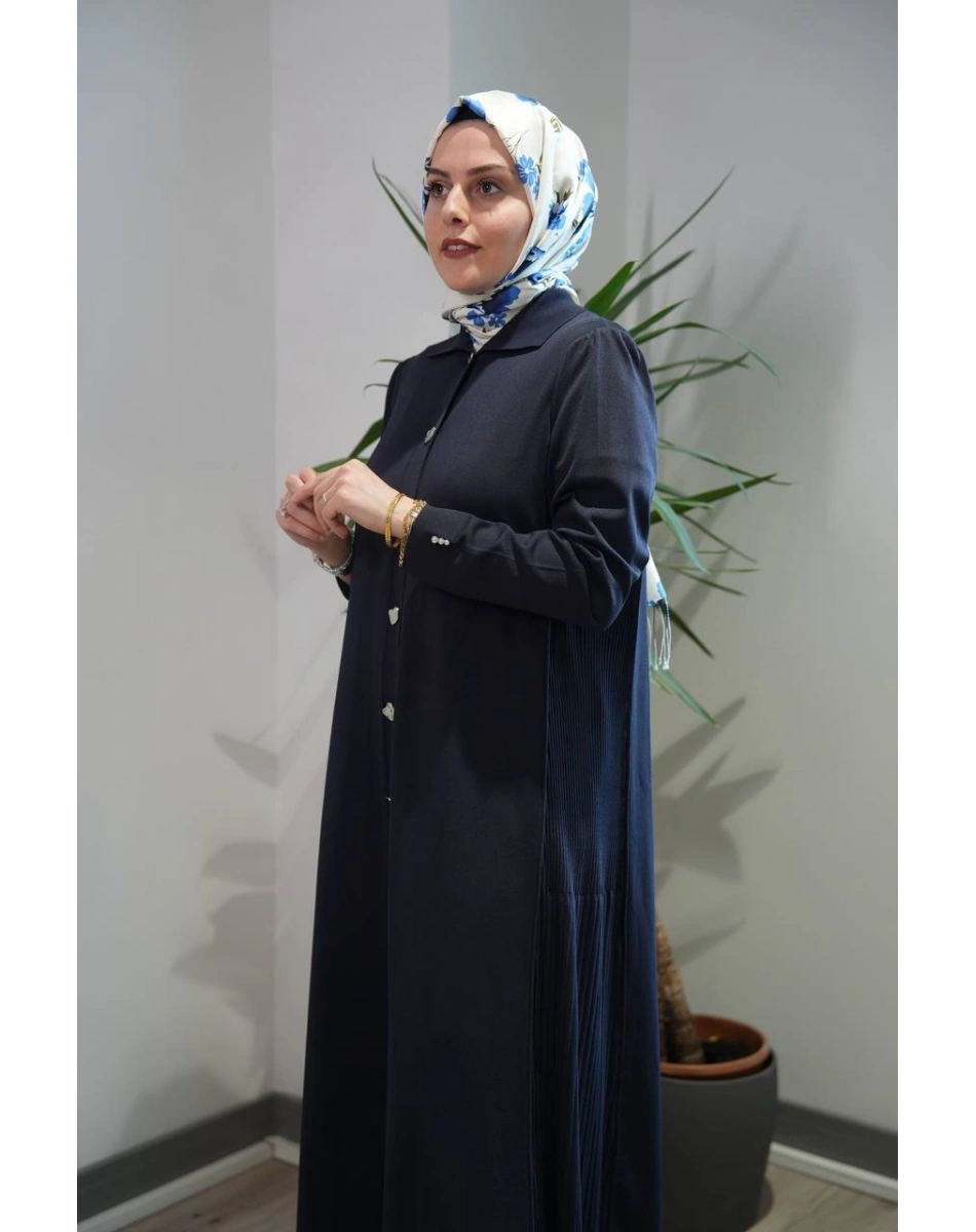 Miss Dalida T26Y-9008 Lacivert Gömlek Yaka Uzun Triko Hırka