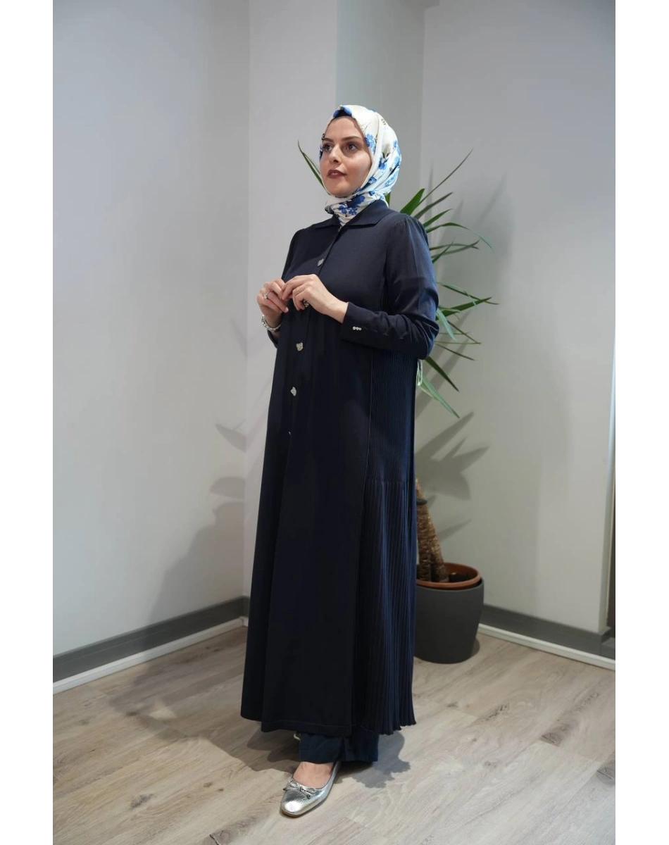 Miss Dalida T26Y-9008 Lacivert Gömlek Yaka Uzun Triko Hırka