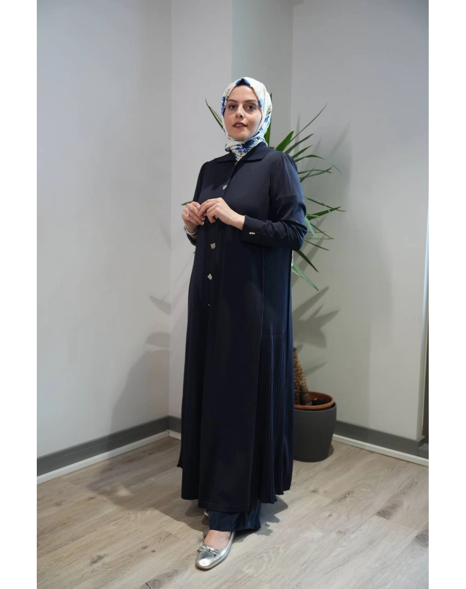Miss Dalida T26Y-9008 Lacivert Gömlek Yaka Uzun Triko Hırka