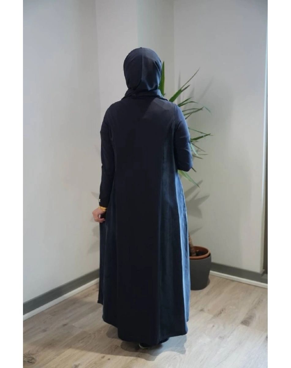 Miss Dalida T26Y-8002 Lacivert Gizli Patlı Düz Renk Triko Kap