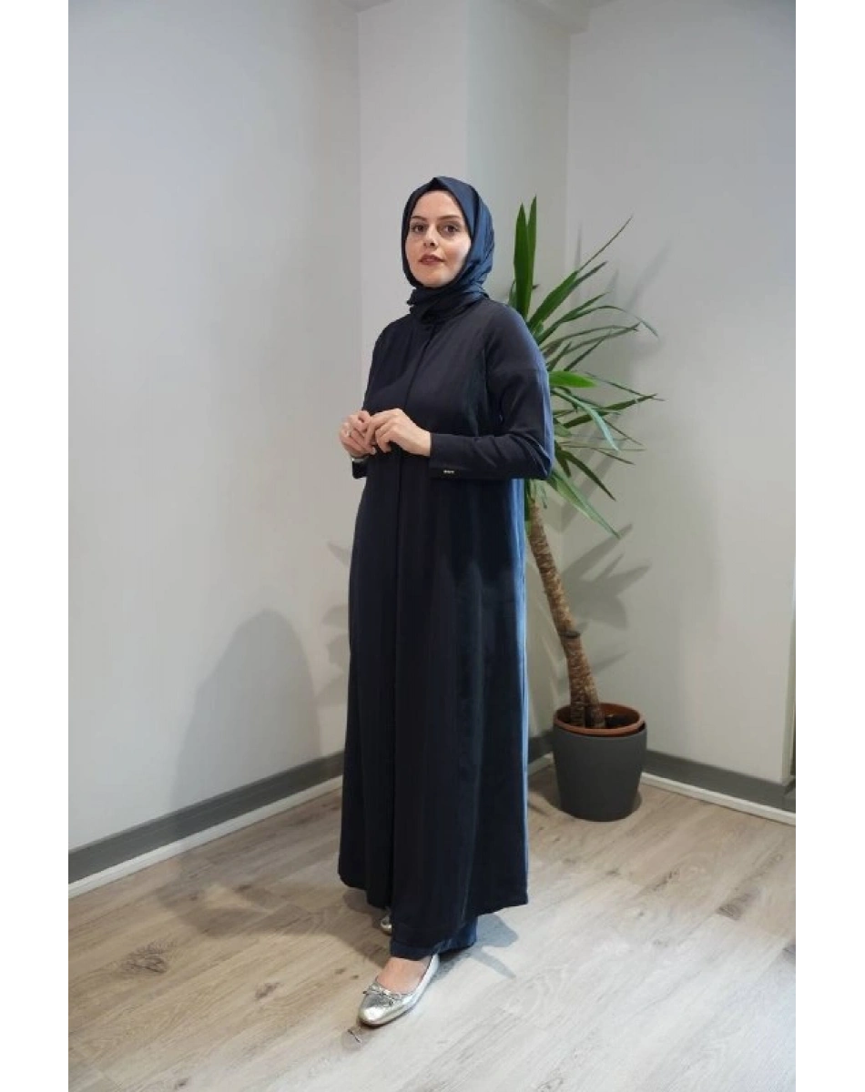 Miss Dalida T26Y-8002 Lacivert Gizli Patlı Düz Renk Triko Kap