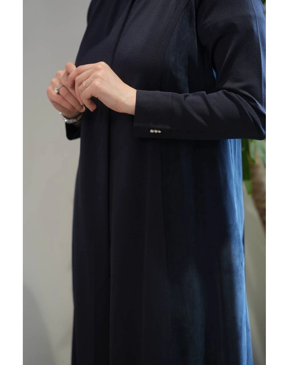 Miss Dalida T26Y-8002 Lacivert Gizli Patlı Düz Renk Triko Kap