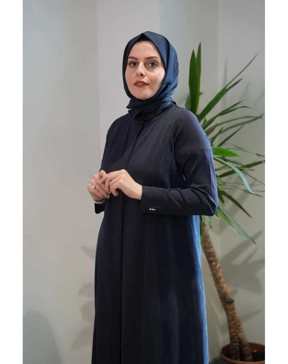 Miss Dalida T26Y-8002 Lacivert Gizli Patlı Düz Renk Triko Kap