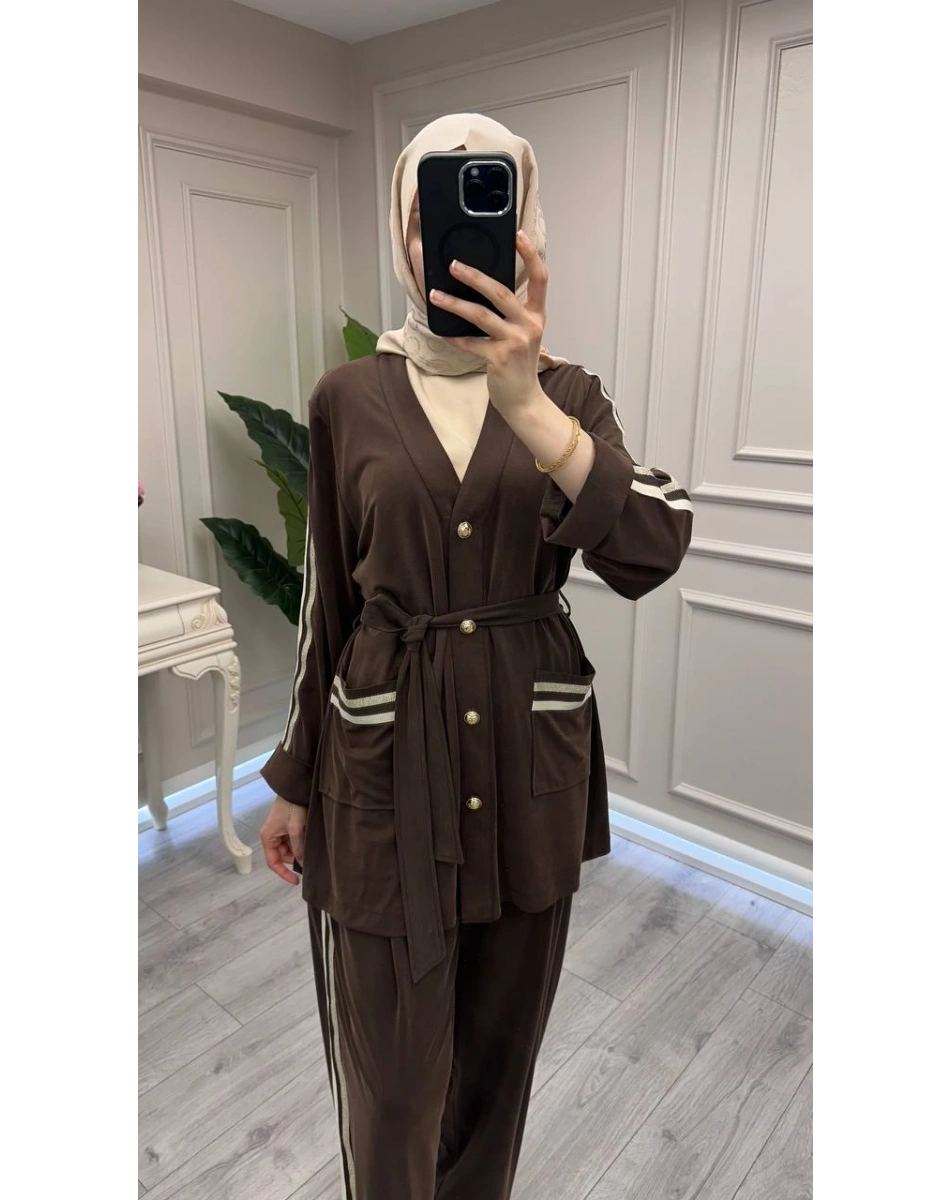 Ghisa 3610T9287 Kahve Şerit Detaylı Takım
