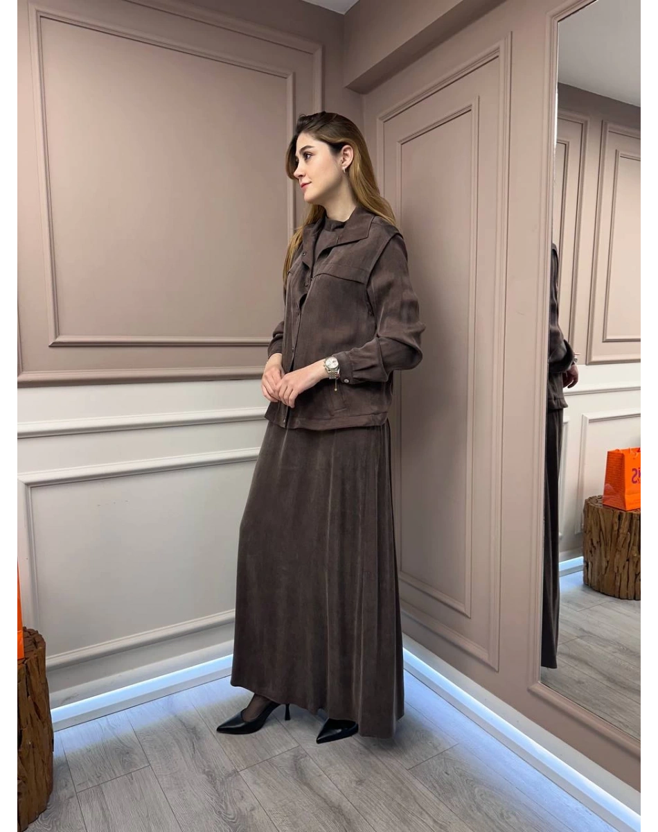 Almarwah Black 202781-1 Kahverengi Elbise