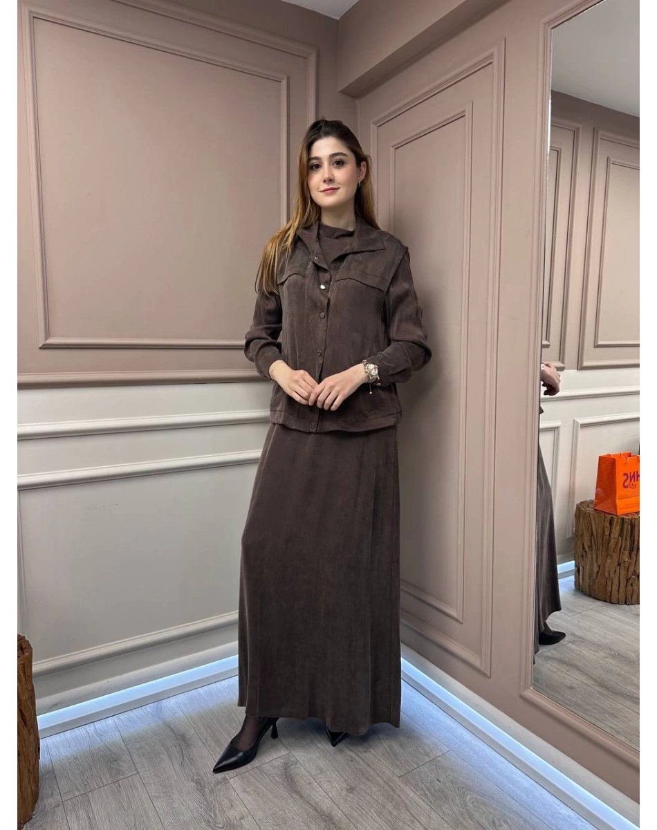 Almarwah Black 202781-1 Kahverengi Elbise