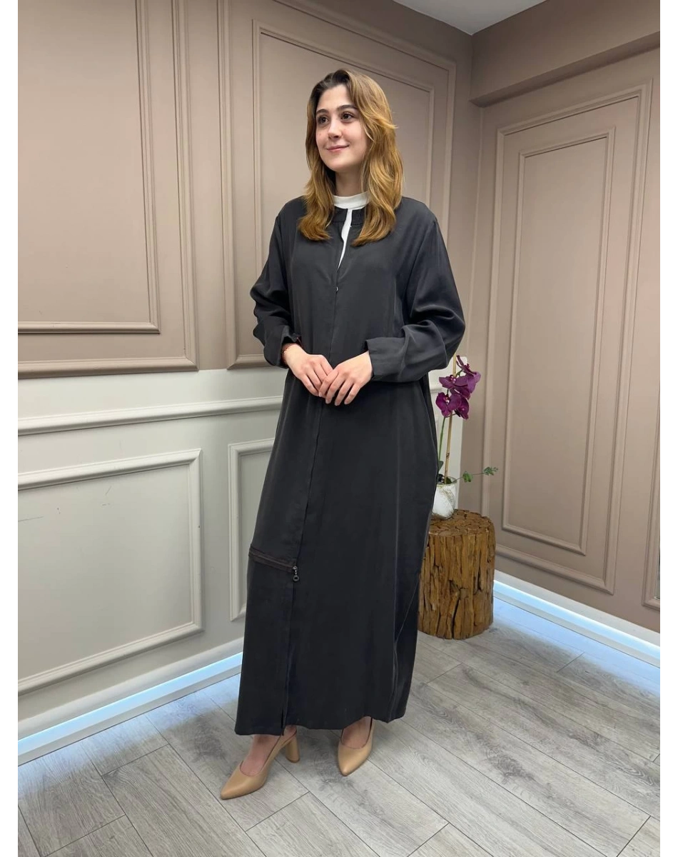 Almarwah Black 50933 Acı Kahve Fermuar Detaylı Kap (Büyük Beden)