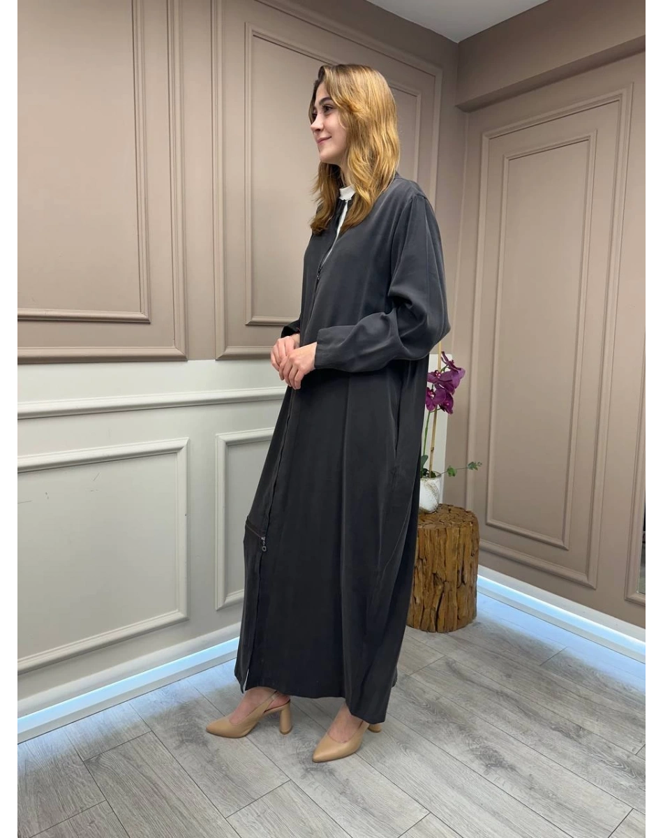 Almarwah Black 50933 Acı Kahve Fermuar Detaylı Kap (Büyük Beden)