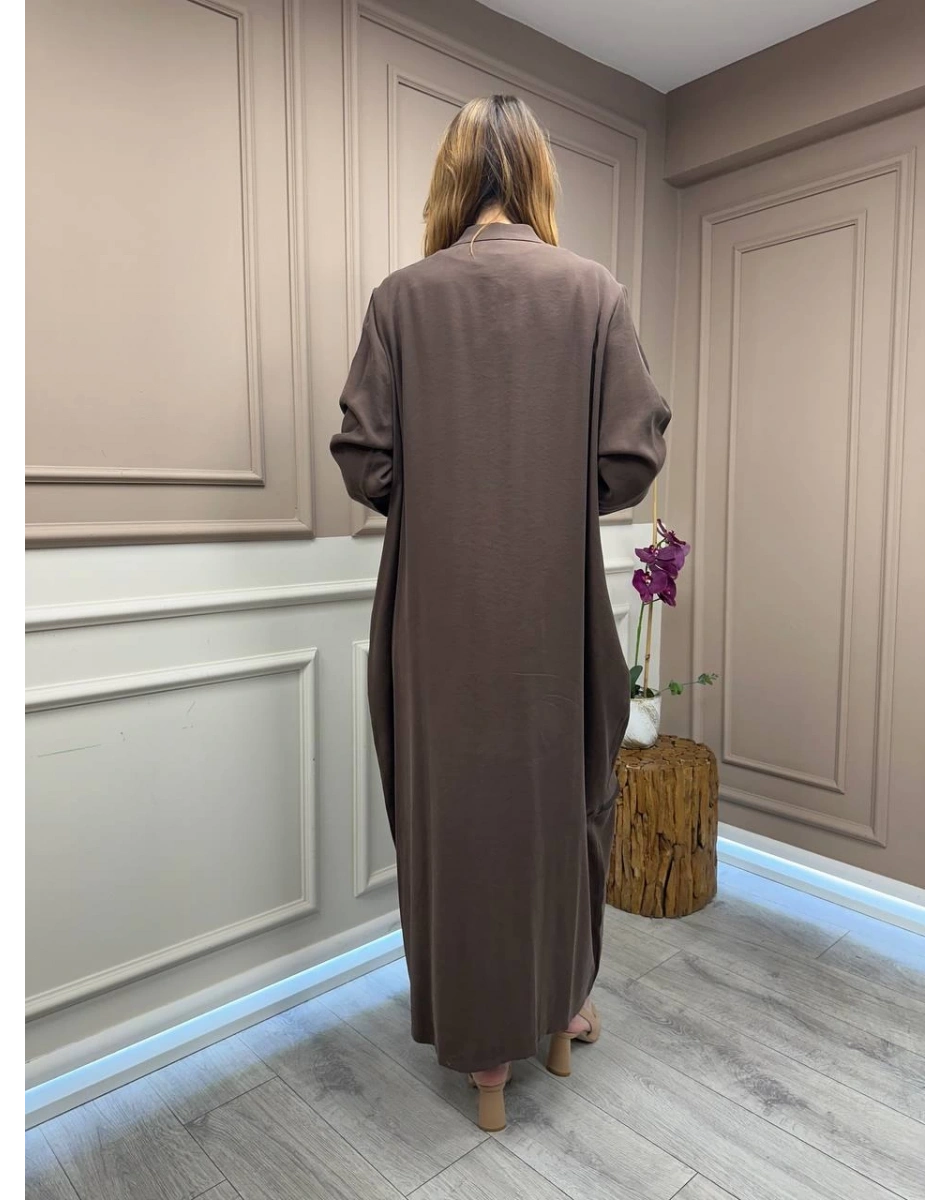 Almarwah Black 50933 Kahverengi Fermuar Detaylı Kap (Büyük Beden)