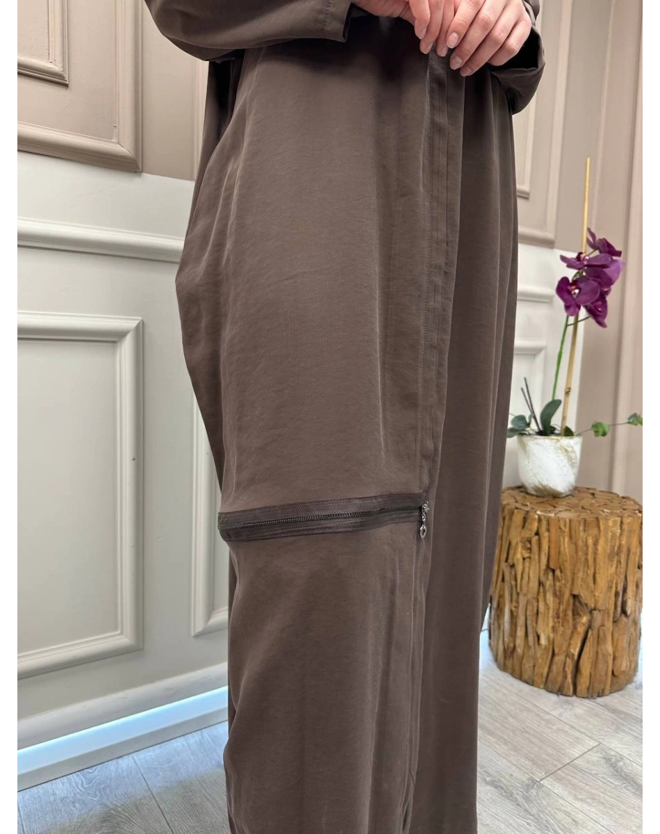 Almarwah Black 50933 Kahverengi Fermuar Detaylı Kap (Büyük Beden)