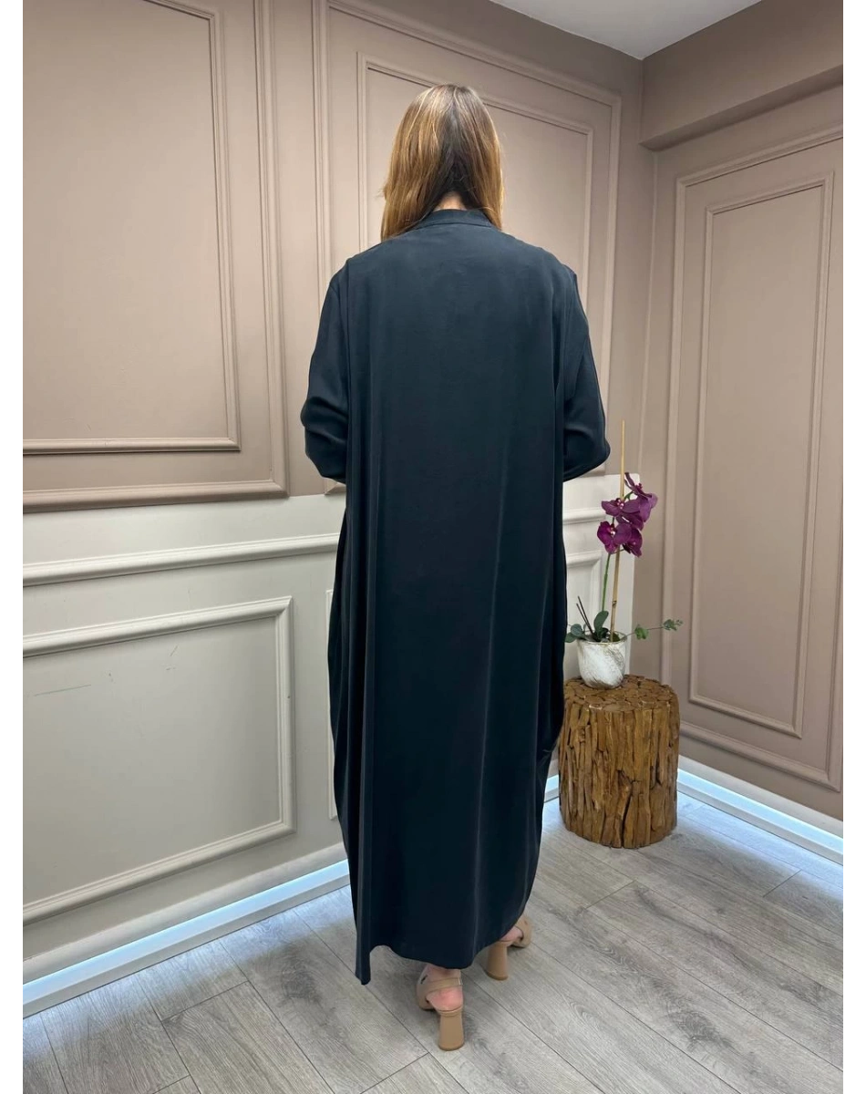 Almarwah Black 50933 Siyah Fermuar Detaylı Kap (Büyük Beden)