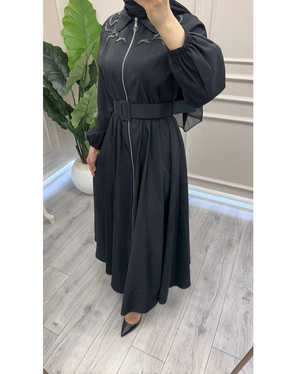 Ceremony 26Y760 Siyah Belden Kemerli Elbise