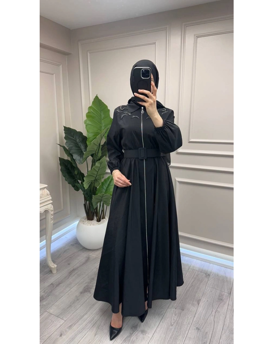 Ceremony 26Y760 Siyah Belden Kemerli Elbise