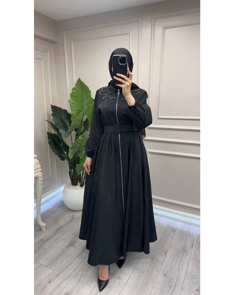 Ceremony 26Y760 Siyah Belden Kemerli Elbise