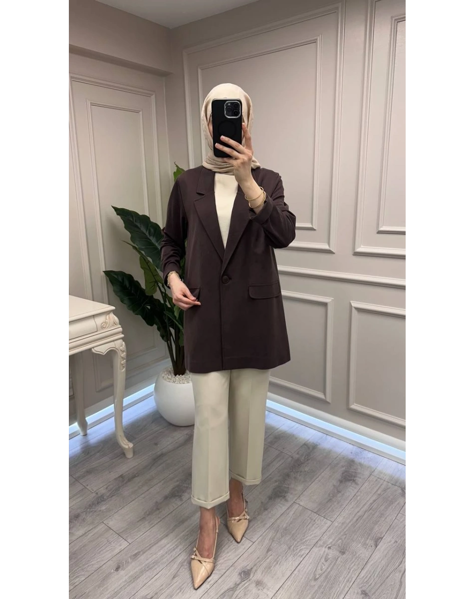 Ceremony 26Y878 Kahve Tensel Lycell Blazer Ceket