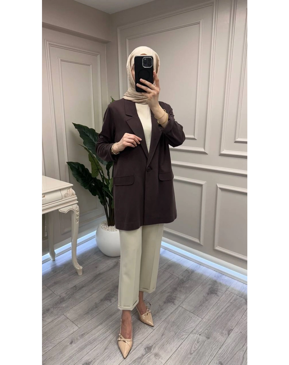 Ceremony 26Y878 Kahve Tensel Lycell Blazer Ceket