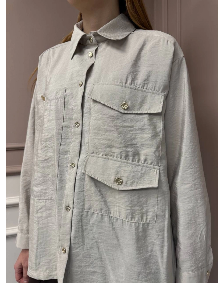 Ceremony 5135 Taş Üç Cepli Önden Düğmeli Kısa Gömlek