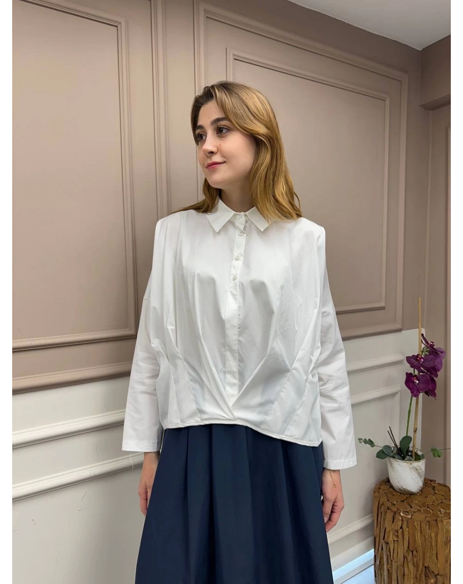 Ceremony 5144 Ekru Önü Kısa Arkası Uzun Gömlek